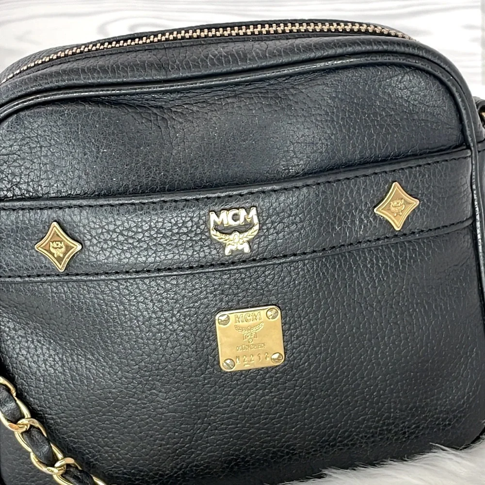 MCM Black‎ Leather Chain Strap Shoulder Bag
